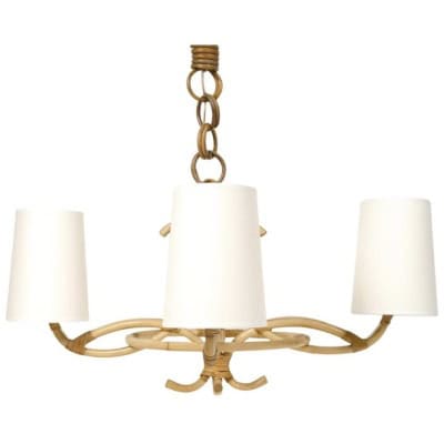 Lustre en rotin de 1960 par Louis Sognot