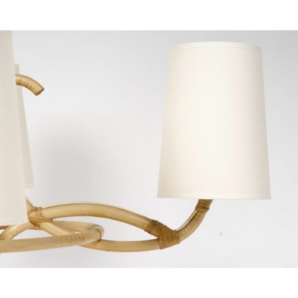 Lustre en rotin de 1960 par Louis Sognot 8 Lustre en rotin de 1960 par Louis Sognot 8