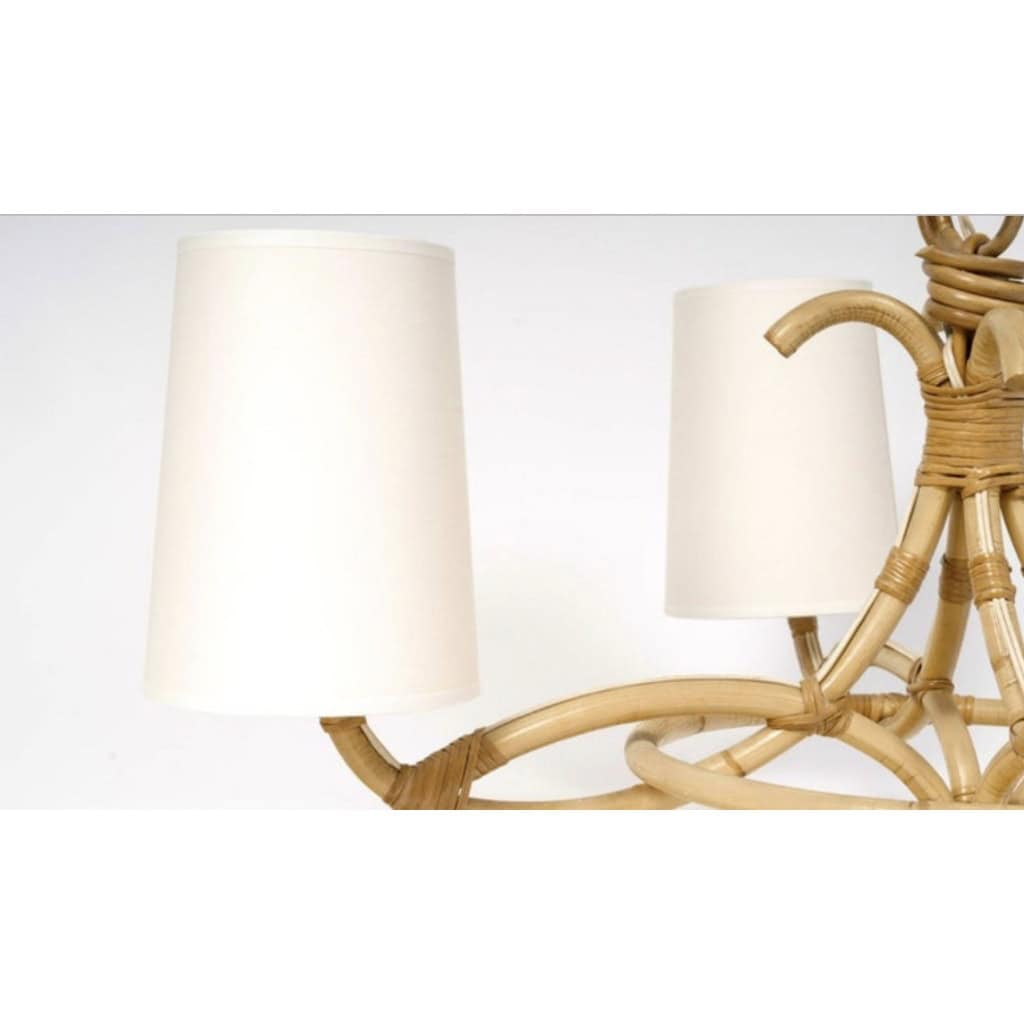Lustre en rotin de 1960 par Louis Sognot 10 Lustre en rotin de 1960 par Louis Sognot 10