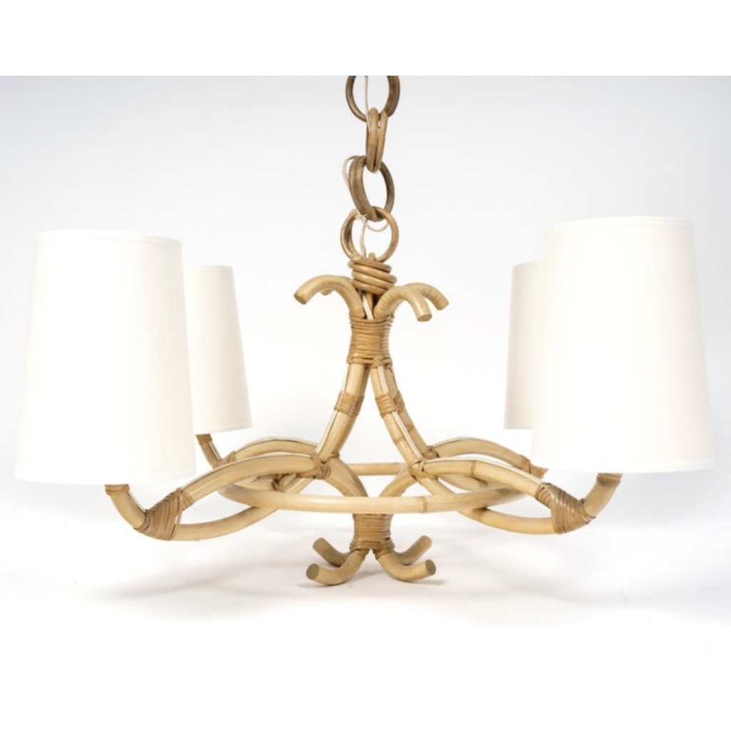 Lustre en rotin de 1960 par Louis Sognot 5