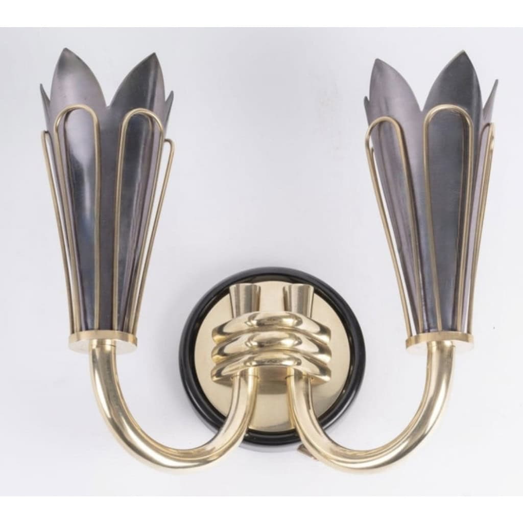 1950 Paire d’appliques murales originales par Marcel Asselbur 8