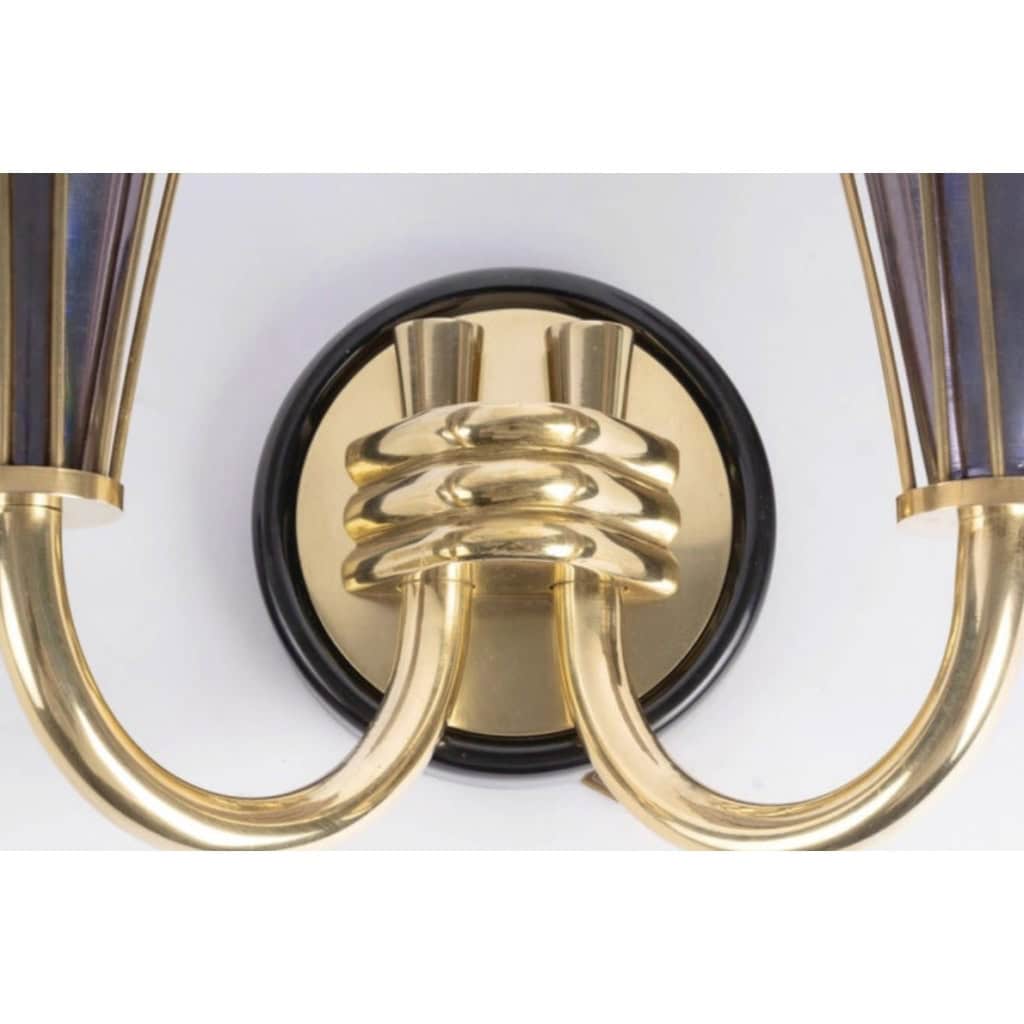 1950 Paire d’appliques murales originales par Marcel Asselbur 6