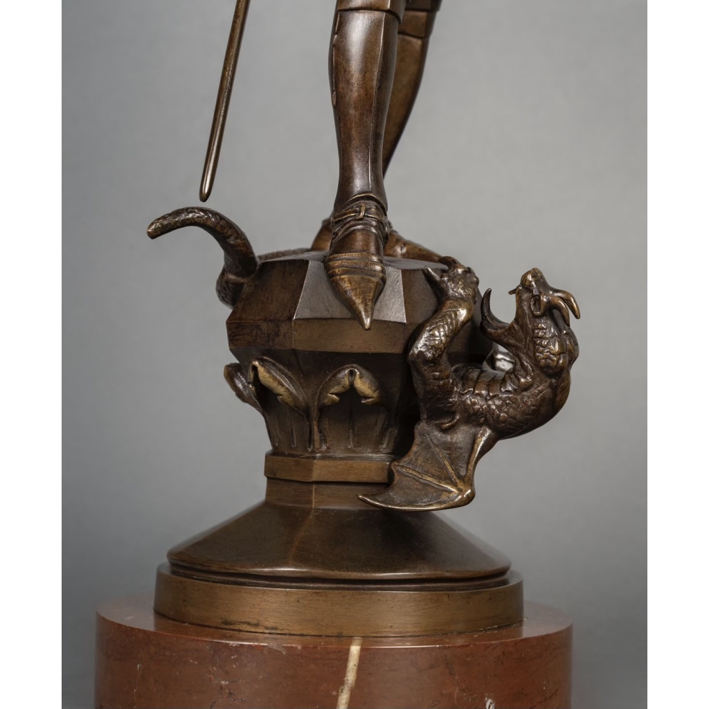 Sculpture – Saint-Michel Terrassant Le Dragon , Emmanuel Frémiet (1824-1910) – Bronze 11