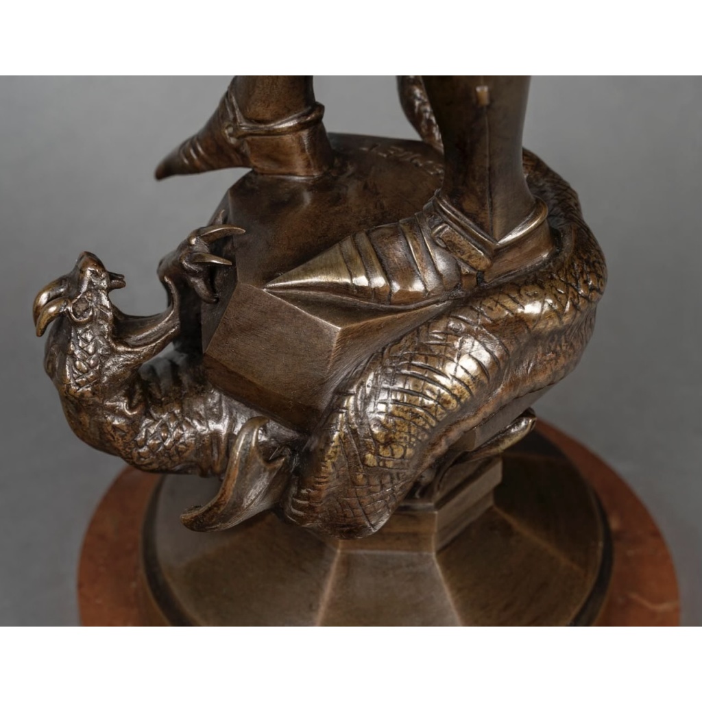 Sculpture – Saint-Michel Terrassant Le Dragon , Emmanuel Frémiet (1824-1910) – Bronze 12