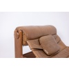 Fauteuil lounge et son ottoman, en orme blond et cuir. Années 1970 LS61501217 17