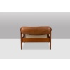 Fauteuil lounge et son ottoman, en orme blond et cuir. Années 1970 LS61501217 15