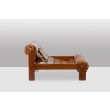 Fauteuil lounge et son ottoman, en orme blond et cuir. Années 1970 LS61501217 13