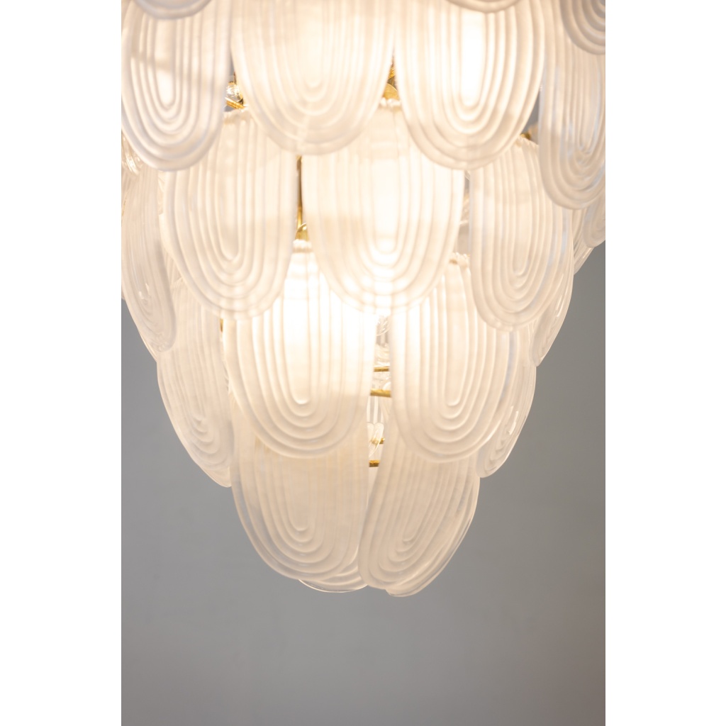 Lustre en verre de Murano blanc translucide. Italie, travail contemporain. LS64641401 6