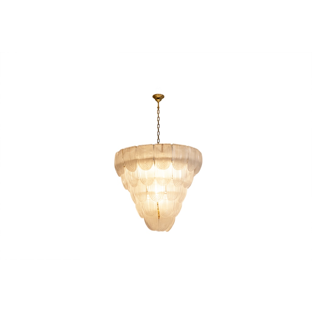 Lustre en verre de Murano blanc translucide. Italie, travail contemporain. LS64641401 7