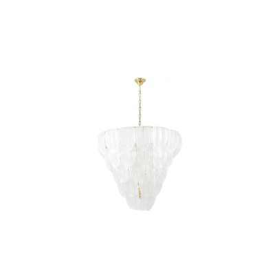 Lustre en verre de Murano blanc translucide. Italie, travail contemporain. LS64641401