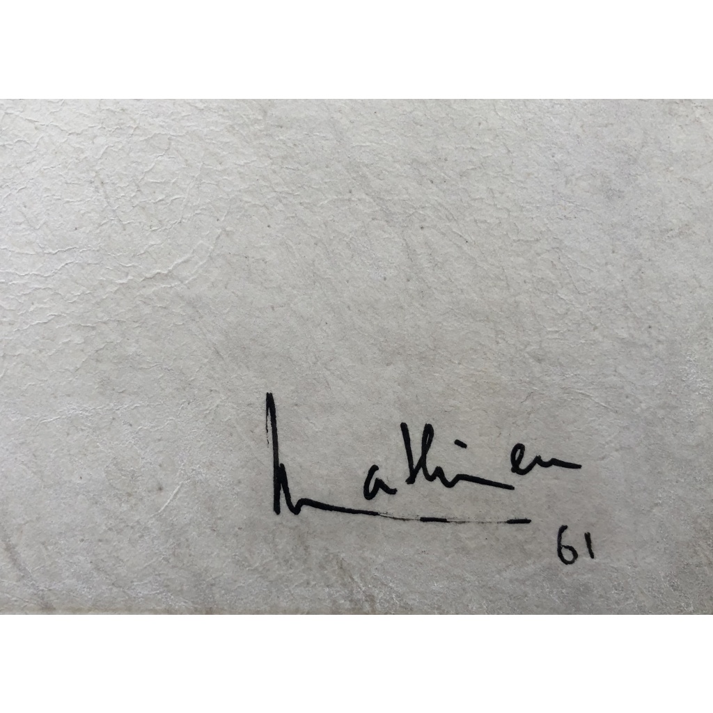Georges MATHIEU Composition Huile sur parchemin signé et daté 1961 Certificat du comité Georges Mathieu 4