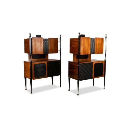 Paire de cabinets italiens en placage de teck. Années 1960. LS65632009/2P 3