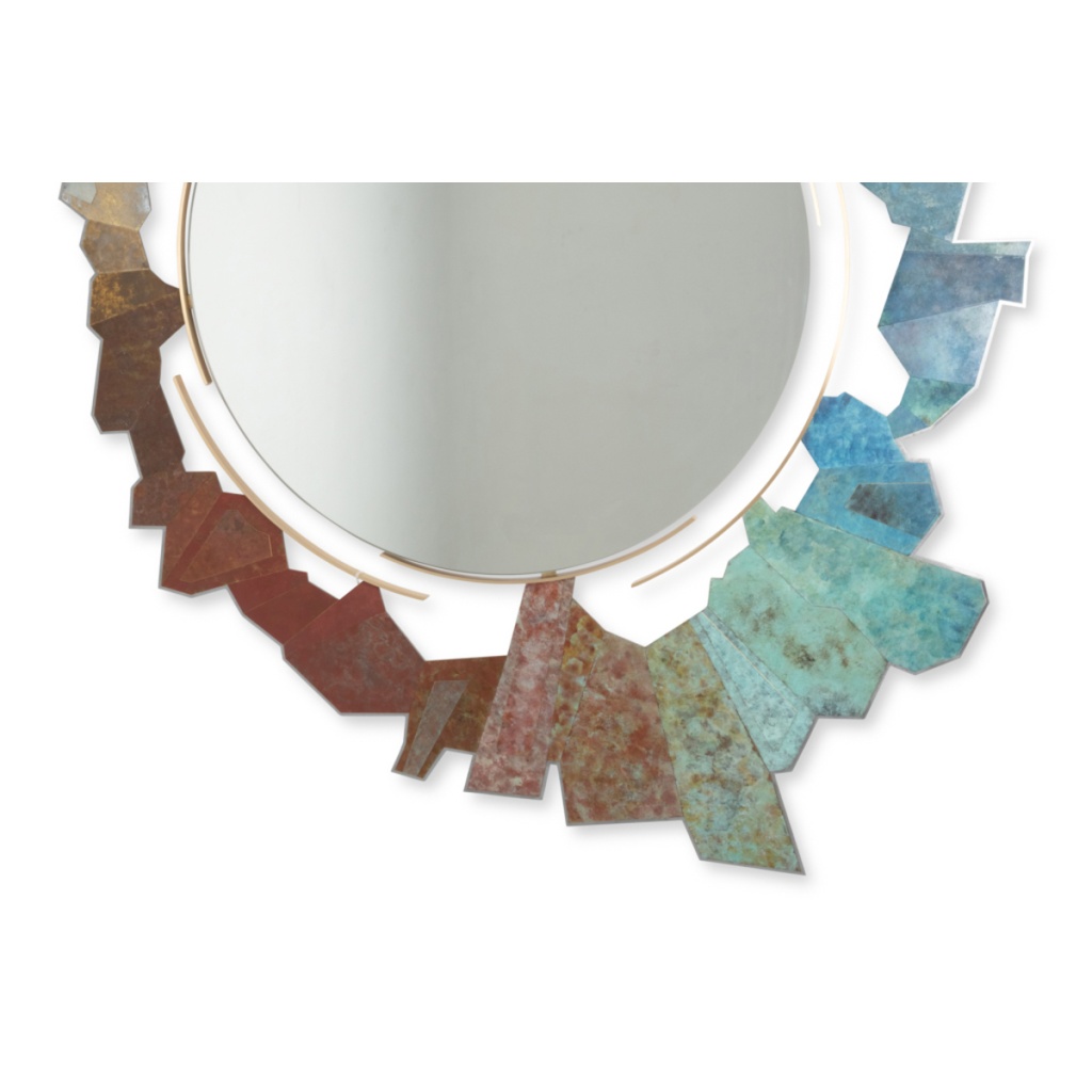 Miroir en bronze et laiton oxydé de forme déstructurée. Contemporain. LS65313002M 5