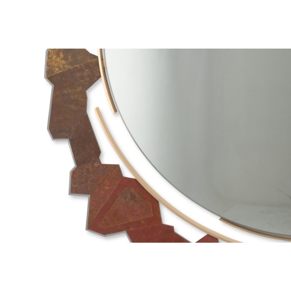 Miroir en bronze et laiton oxydé de forme déstructurée. Contemporain. LS65313002M 10