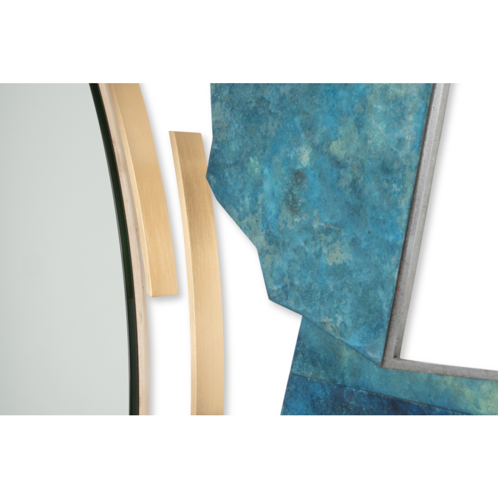 Miroir en bronze et laiton oxydé de forme déstructurée. Contemporain. LS65313002M 6