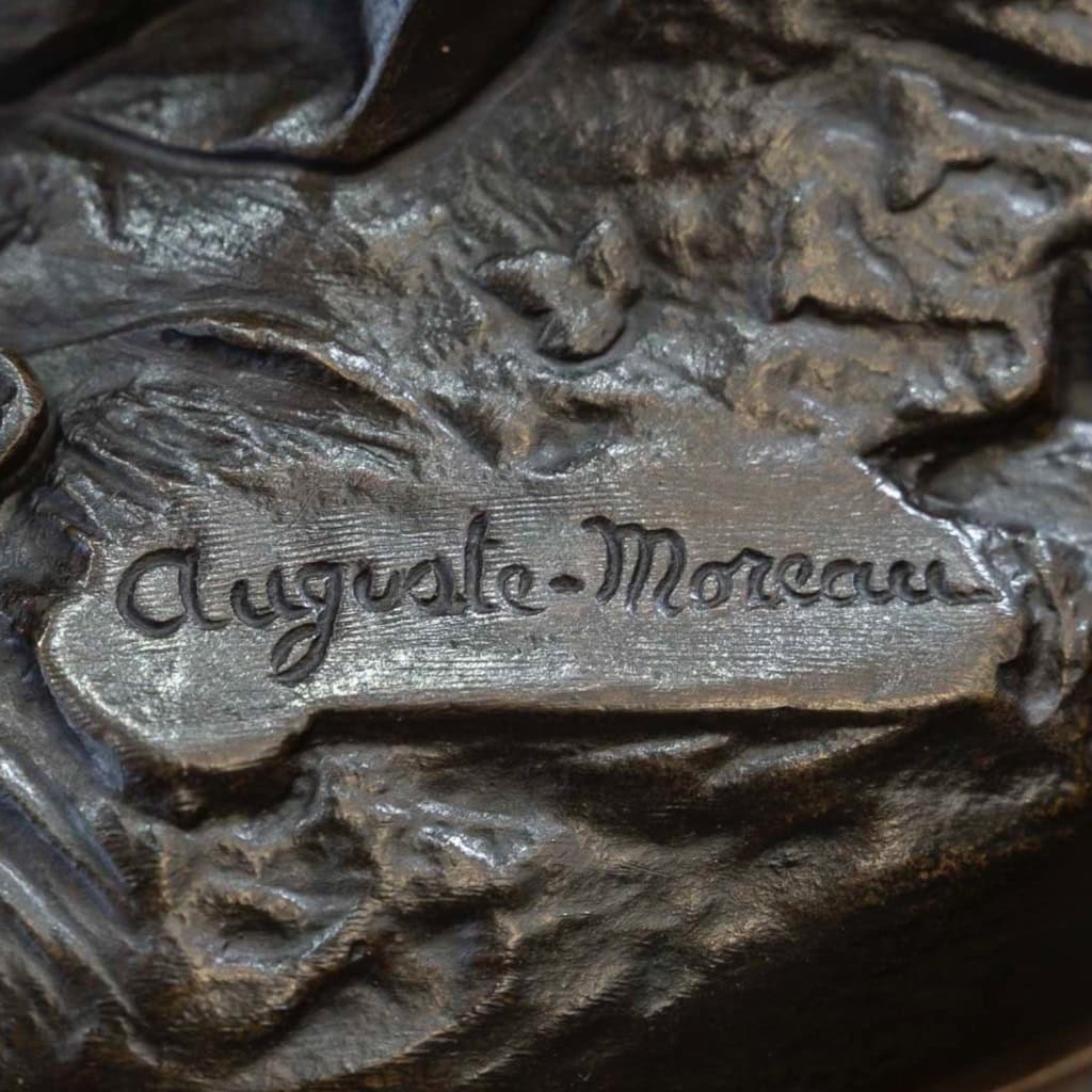 Sculpture – Le Retour Des Hirondelles , Auguste Moreau (1834-1917) – Bronze 12
