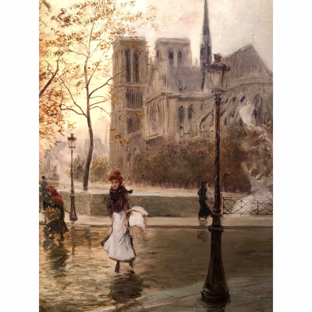 STEIN Georges Paris Animation at Notre Dame from the Quays Oil On Canvas Signed Certificate of Authenticity 8 STEIN Georges Paris Animation at Notre Dame from the Quays Oil On Canvas Signed Certificate of Authenticity 8