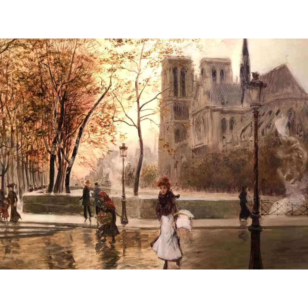 STEIN Georges Paris Animation at Notre Dame from the Quays Oil On Canvas Signed Certificate of Authenticity 11 STEIN Georges Paris Animation at Notre Dame from the Quays Oil On Canvas Signed Certificate of Authenticity 11