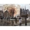 STEIN Georges Paris Animation à Notre Dame depuis les quais Huile Sur Toile Signée Certificat d’authenticité 25