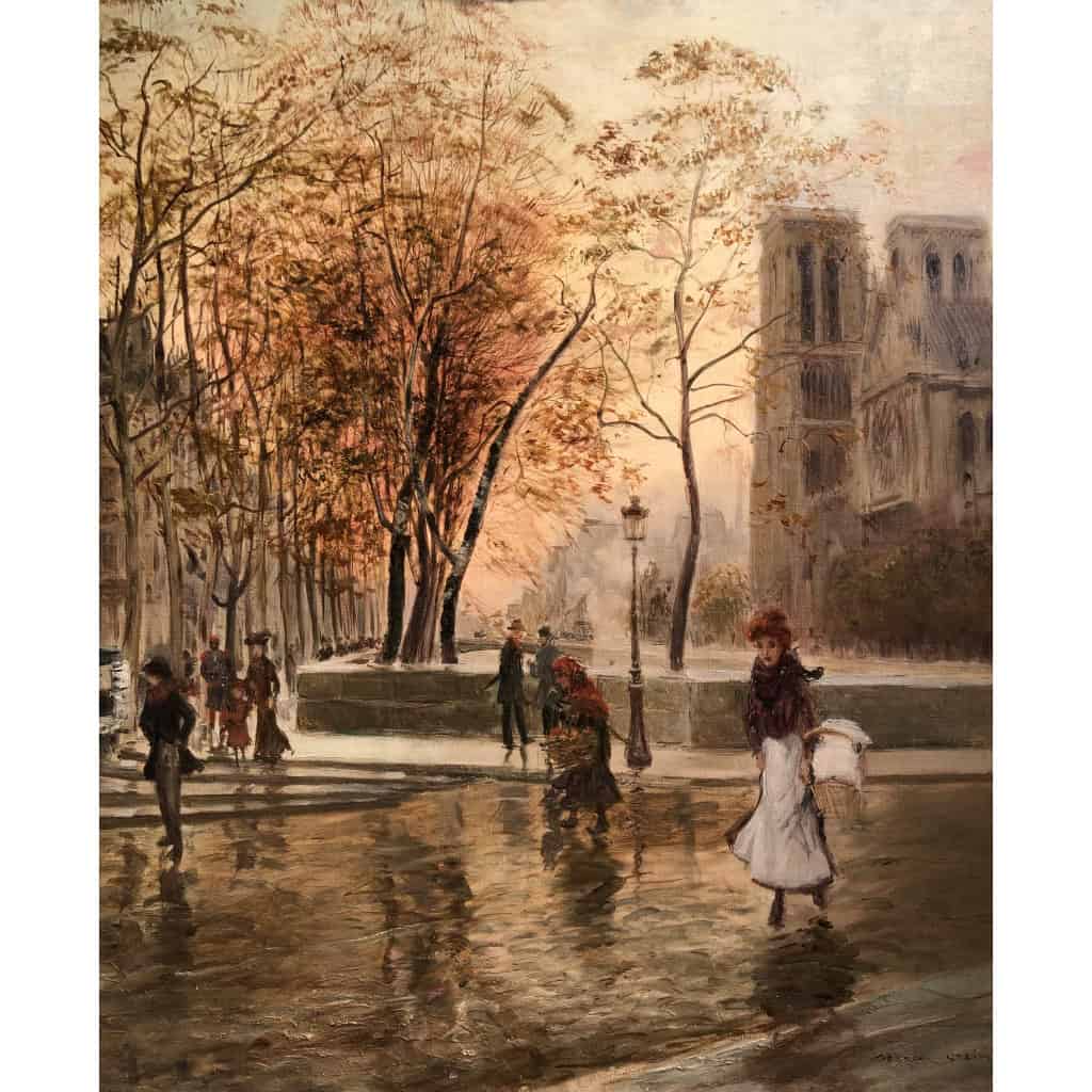 STEIN Georges Paris Animation at Notre Dame from the Quays Oil On Canvas Signed Certificate of Authenticity 5 STEIN Georges Paris Animation at Notre Dame from the Quays Oil On Canvas Signed Certificate of Authenticity 5