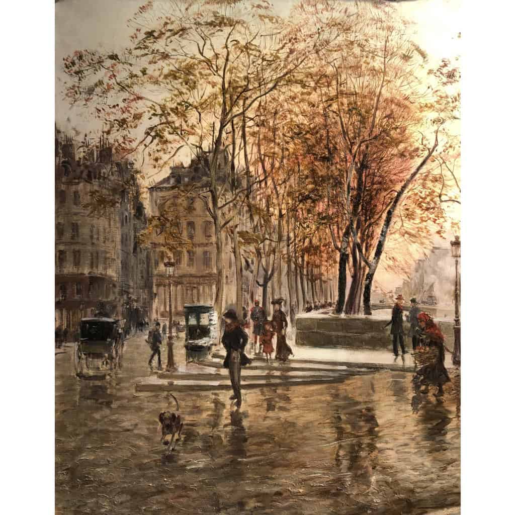 STEIN Georges Paris Animation at Notre Dame from the Quays Oil On Canvas Signed Certificate of Authenticity 6 STEIN Georges Paris Animation at Notre Dame from the Quays Oil On Canvas Signed Certificate of Authenticity 6