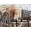 STEIN Georges Paris Animation à Notre Dame depuis les quais Huile Sur Toile Signée Certificat d’authenticité 18