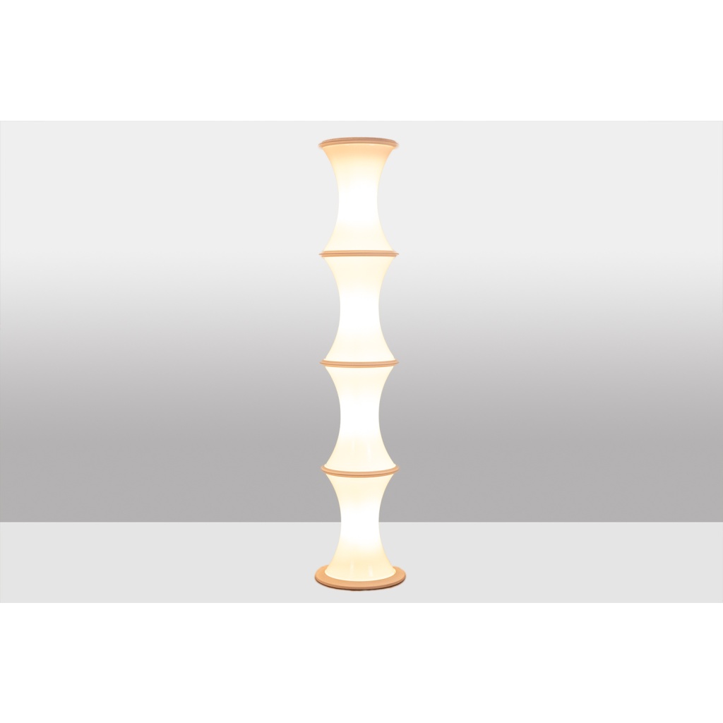 Enrico Tronconi Lampadaire « Bambou », en verre opalin blanc. Années 70. LS6571887T 9
