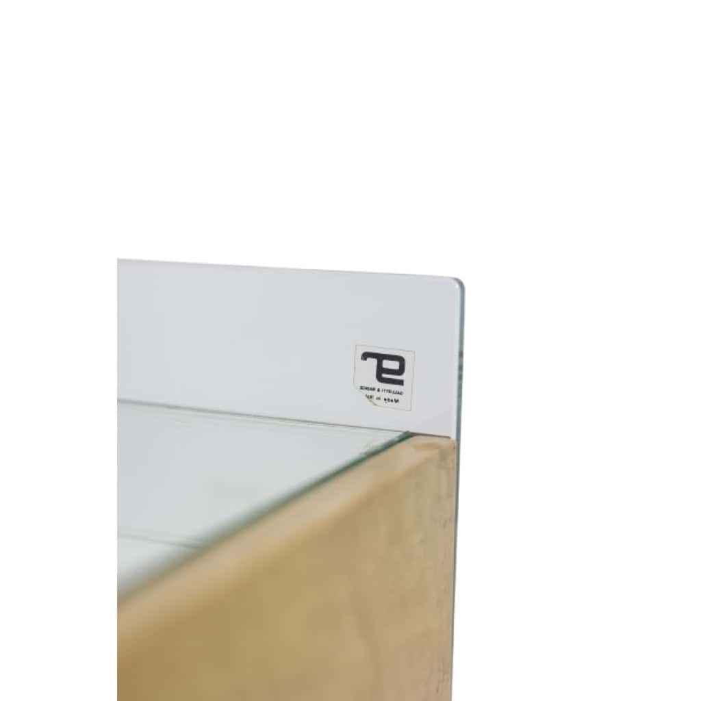 Paire de chevets ou bouts de canapé en laiton, verre et miroir. Années 70. LS6566387U 5