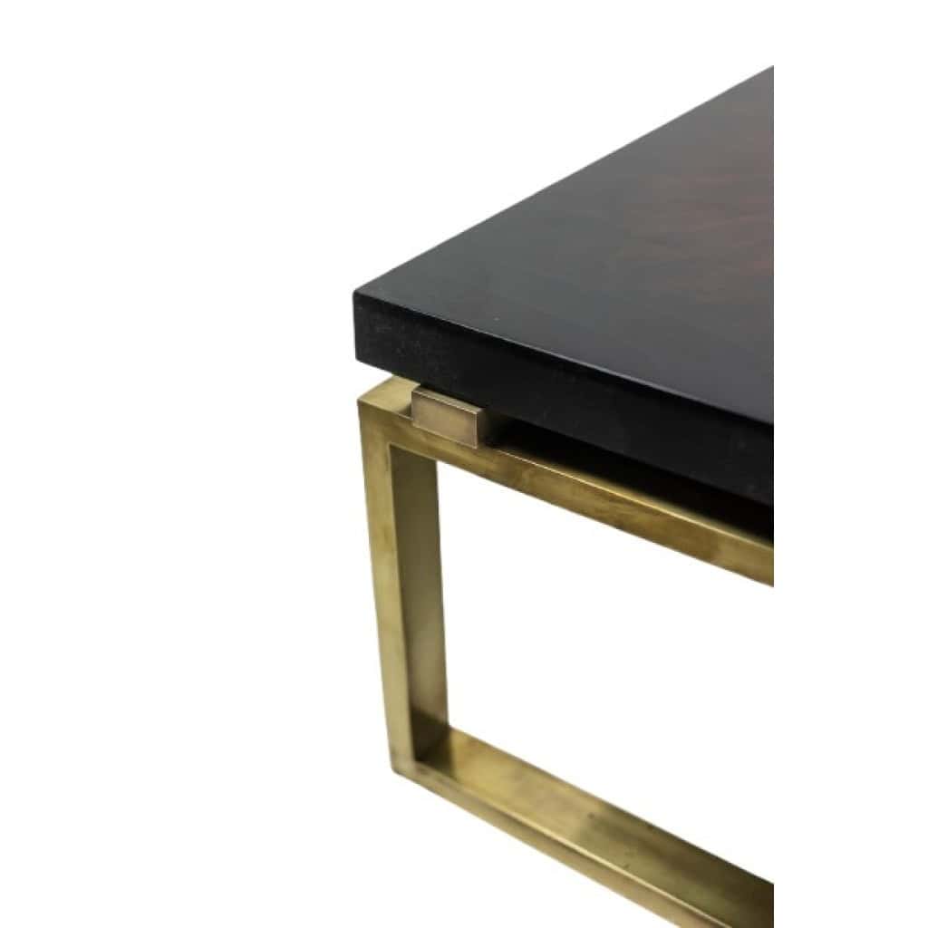 Maison Charles. Table basse en bronze et plateau laqué. Années 1970. LS6552634 7