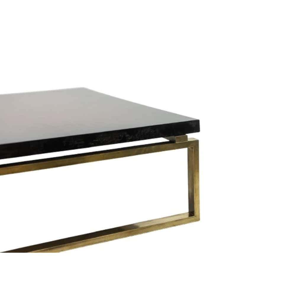 Maison Charles. Table basse en bronze et plateau laqué. Années 1970. LS6552634 10