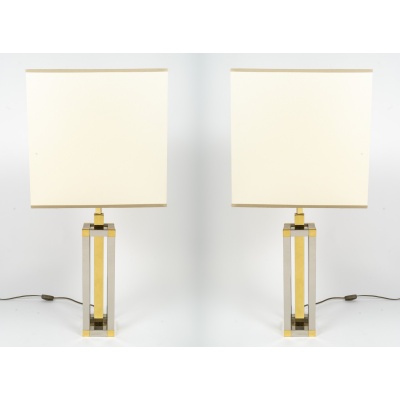Paire de lampes des années 70 dans le goût de Willy RIZZO