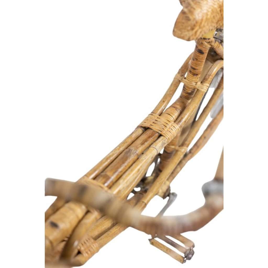 Vélo habillé de bambou et de rotin. Travail artisanal des années 1970. LS6631358 11