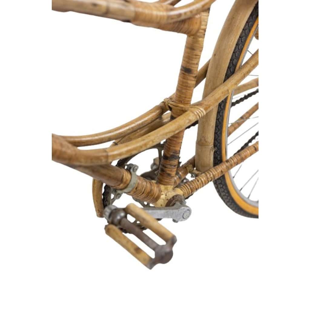 Vélo habillé de bambou et de rotin. Travail artisanal des années 1970. LS6631358 10