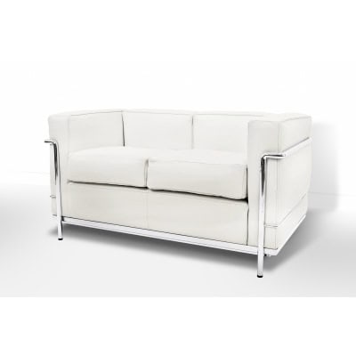 Le Corbusier, Perriand, Jeanneret – Cassina – Canapé LC2 Cuir Blanc 2 places NEUF 3