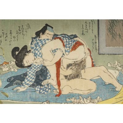 Série de 8 estampes érotiques japonaises, d’époque XIXème siècle.