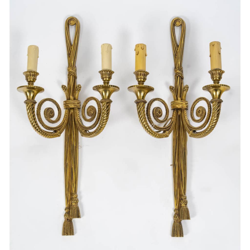 Paire appliques en bronze doré. Début XXéme. 3