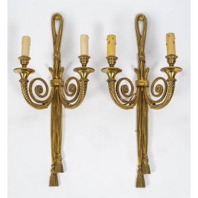 Paire appliques en bronze doré. Début XXéme.