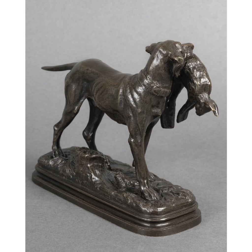 Sculpture – Chien Setter Au Lièvre , Alfred Dubucand (1828 – 1894) – Bronze 6
