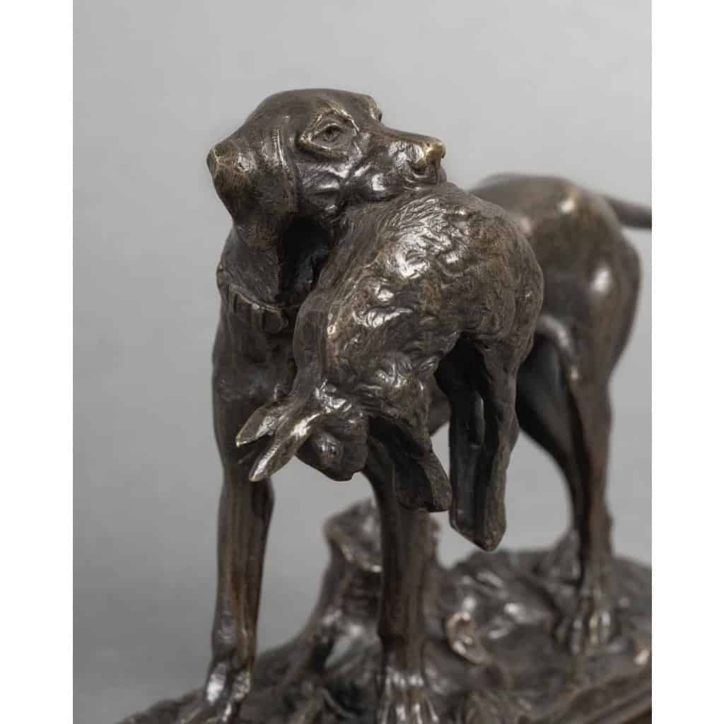 Sculpture – Chien Setter Au Lièvre , Alfred Dubucand (1828 – 1894) – Bronze 7