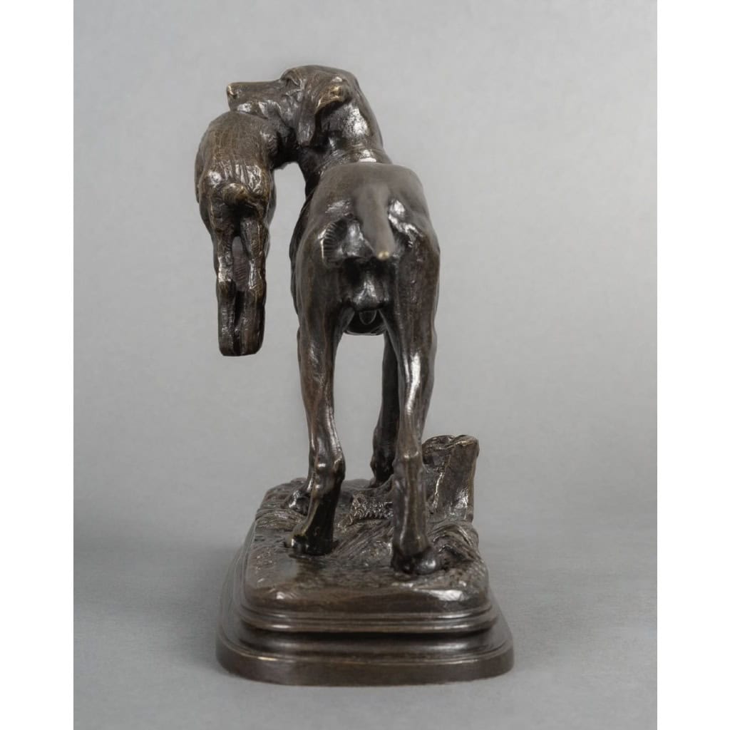 Sculpture – Chien Setter Au Lièvre , Alfred Dubucand (1828 – 1894) – Bronze 8