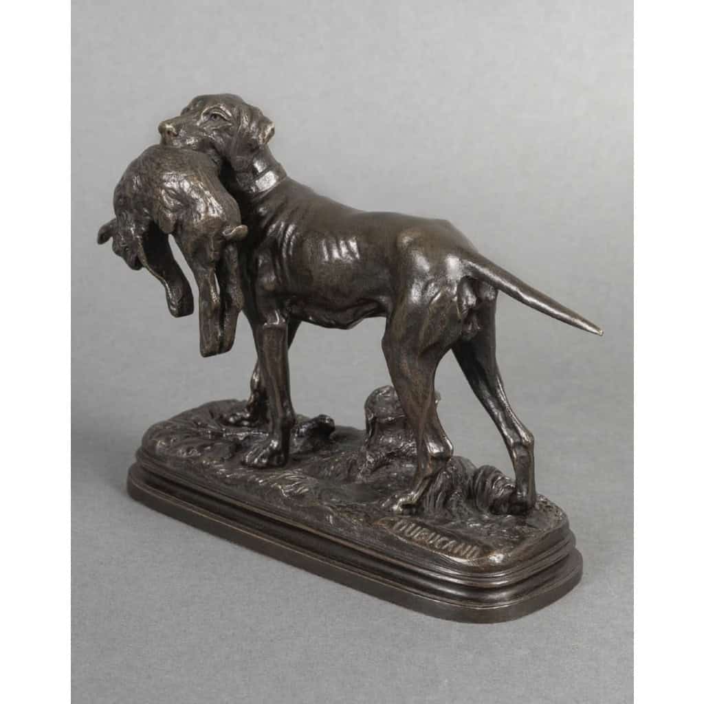 Sculpture – Chien Setter Au Lièvre , Alfred Dubucand (1828 – 1894) – Bronze 4