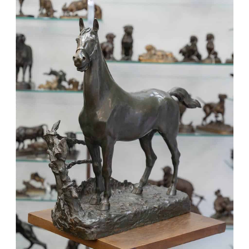 Sculpture – Cheval À La Barrière , Godefroid Devreese (1861-1941) – Bronze 4