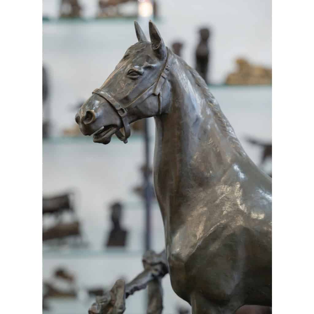 Sculpture – Cheval À La Barrière , Godefroid Devreese (1861-1941) – Bronze 5