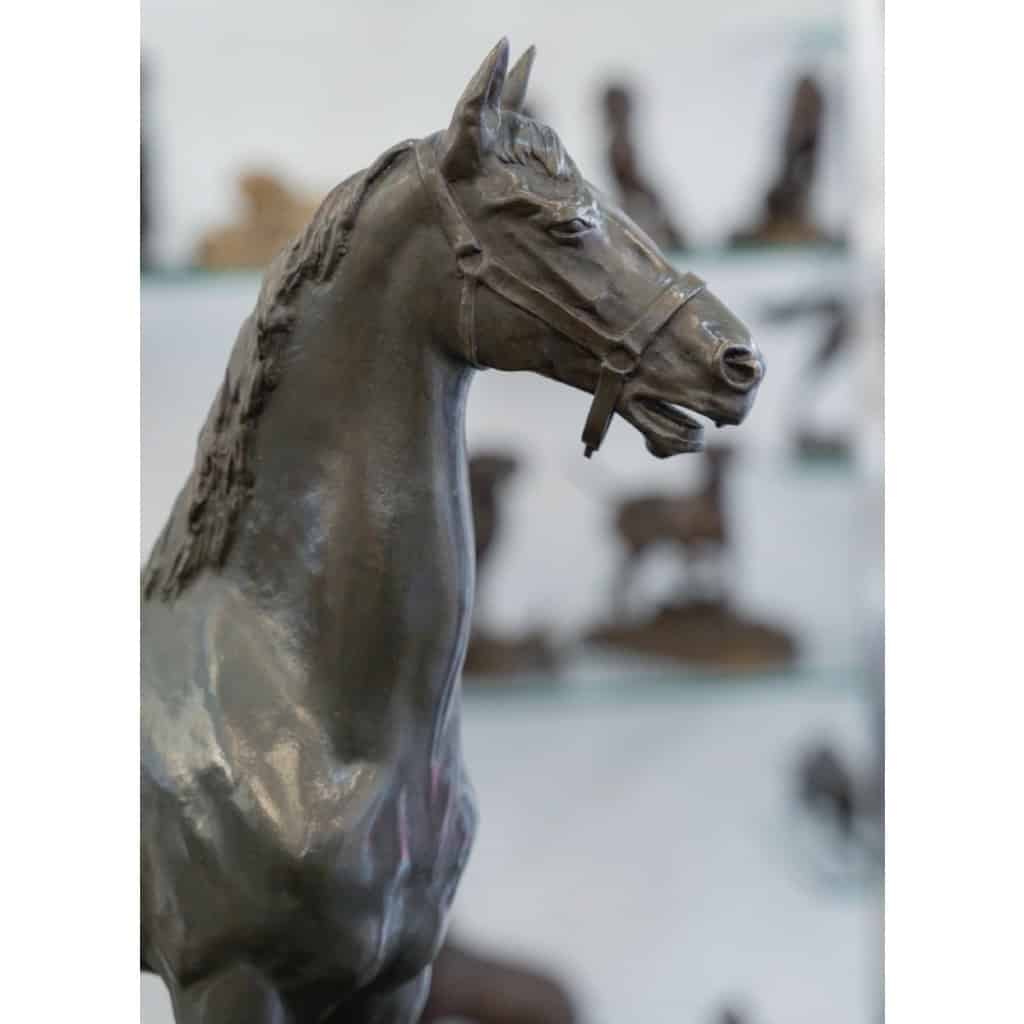 Sculpture – Cheval À La Barrière , Godefroid Devreese (1861-1941) – Bronze 10
