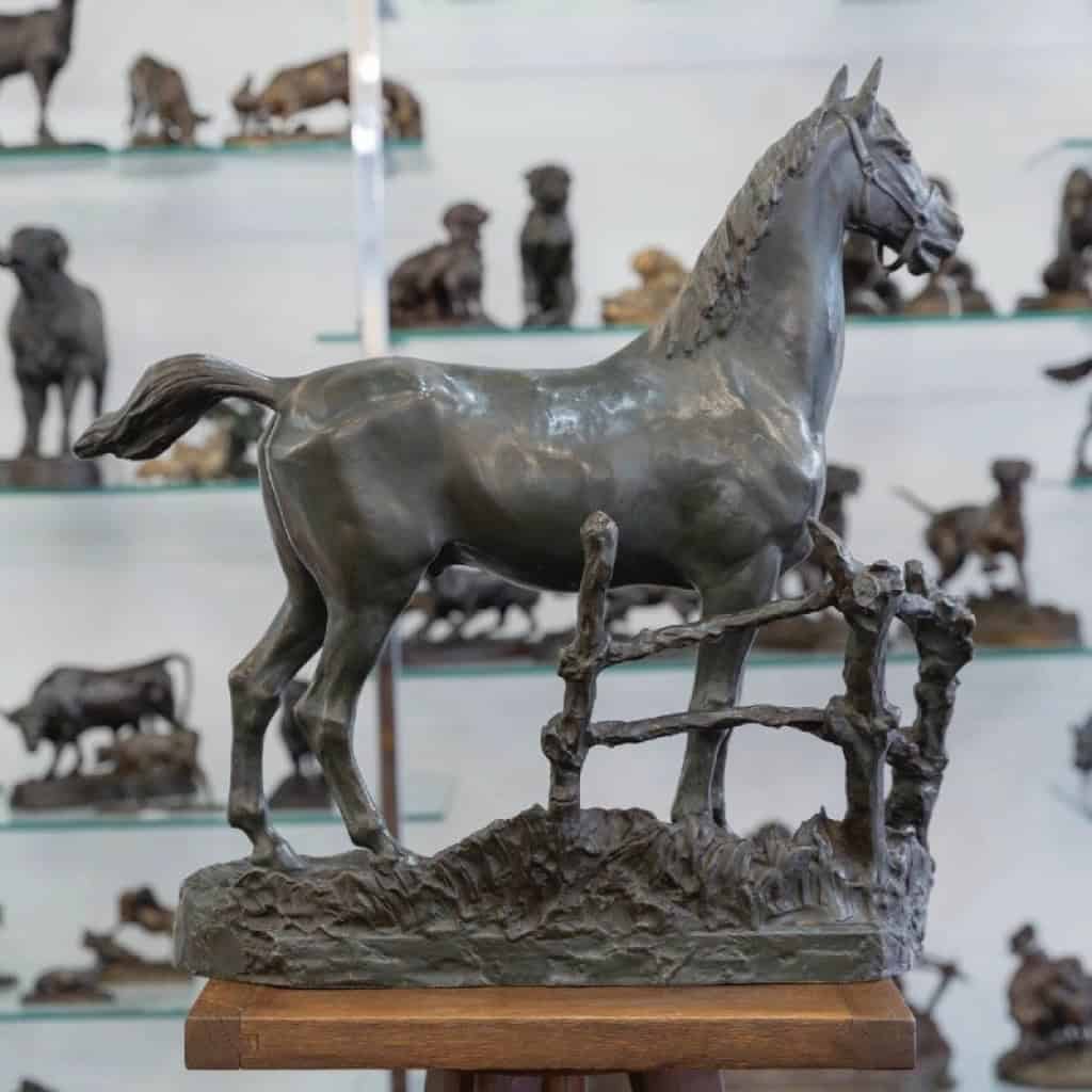 Sculpture – Cheval À La Barrière , Godefroid Devreese (1861-1941) – Bronze 6