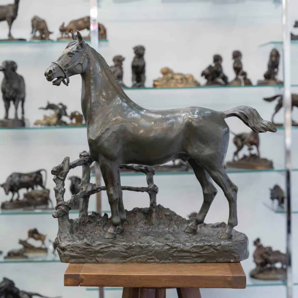 Sculpture – Cheval À La Barrière , Godefroid Devreese (1861-1941) – Bronze 3