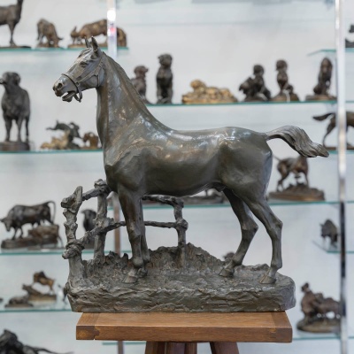 Sculpture – Cheval À La Barrière , Godefroid Devreese (1861-1941) – Bronze 3