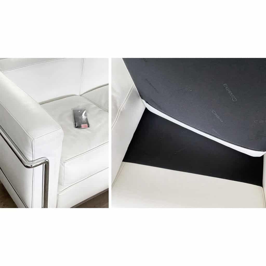 Le Corbusier, Perriand, Jeanneret – Cassina – Canapé LC2 Cuir Blanc 2 places NEUF 5