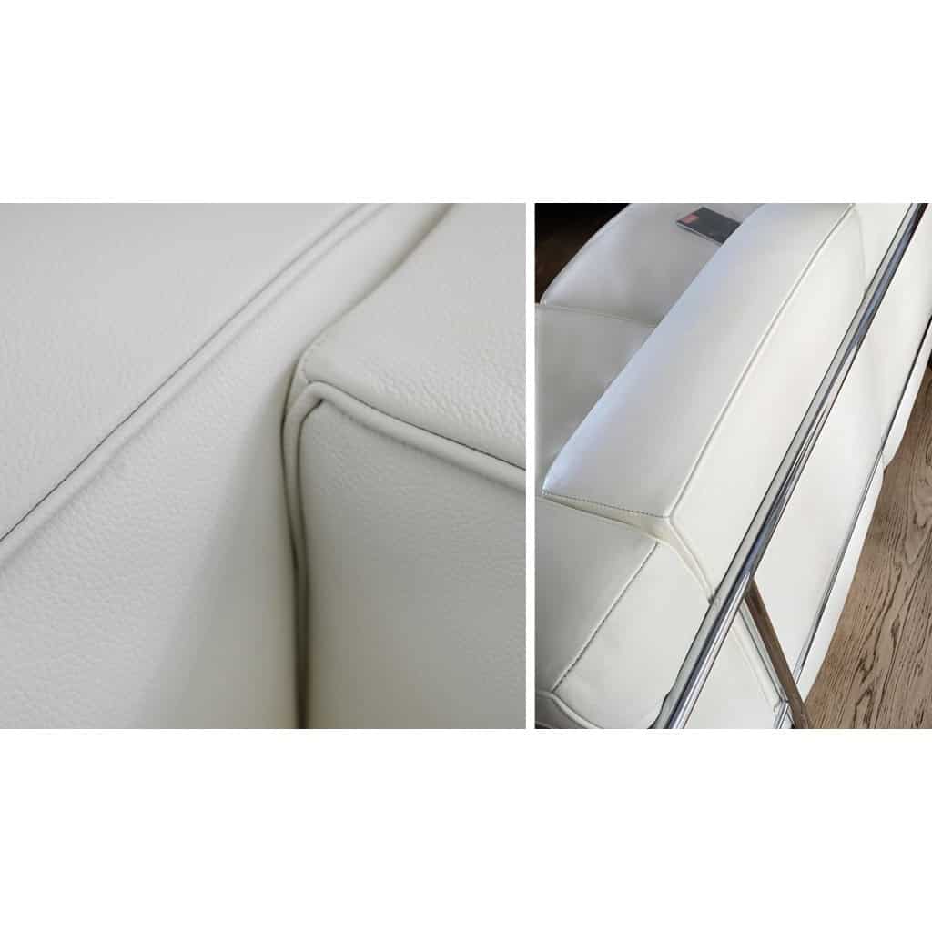 Le Corbusier, Perriand, Jeanneret – Cassina – Canapé LC2 Cuir Blanc 2 places NEUF 4