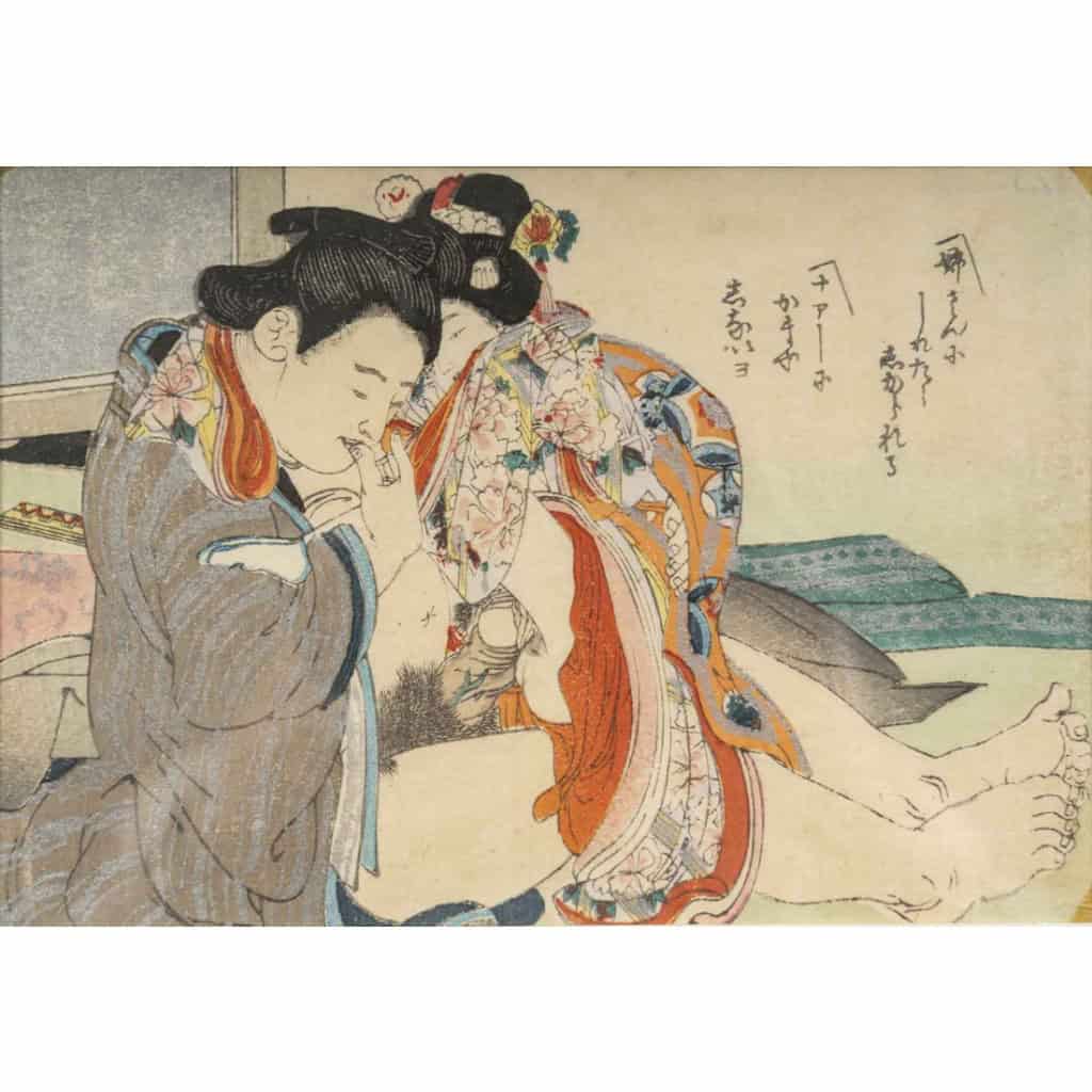 Série de 8 estampes érotiques japonaises, d’époque XIXème siècle. 9